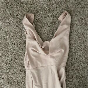 Cowl neck very light blush pink satin dress